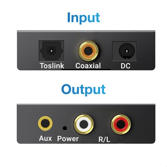 Qost Digitaal naar Analoog Audioconverter - 192 kHz Audio Adapter - DAC - Toslink - RCA R/L - Inclusief Optische Kabel en Voedingsadapter — afbeelding 2