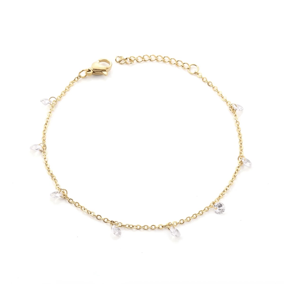 Planet Pink - Armband diamanten bedels goud - Stainless Steel - Roestvrij Staal rvs - Waterproof