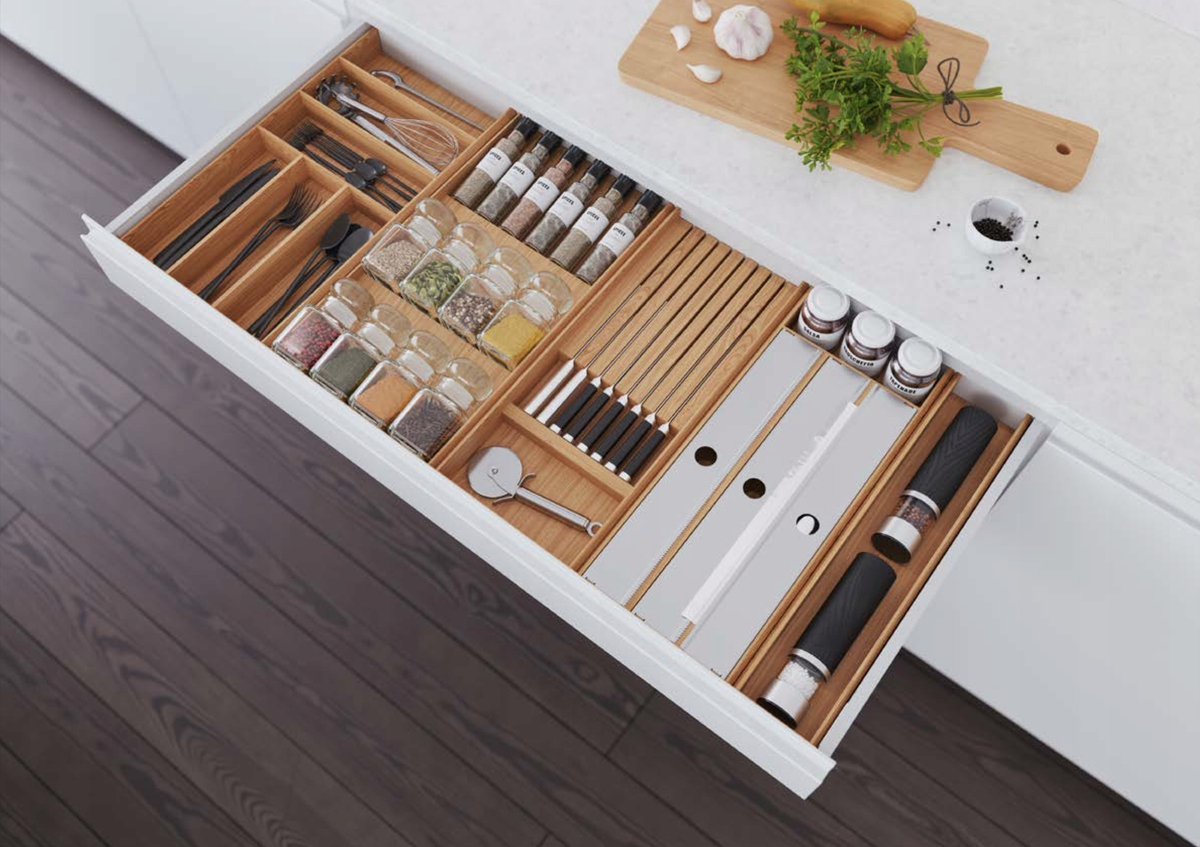 Houten Lade-inzet Folie & Papier 20x47,2cm - Eiken