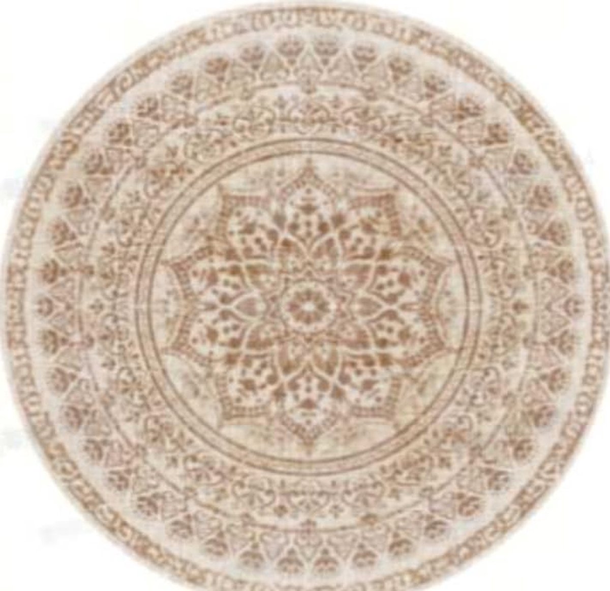 Vloerkleed – Rond – 120 cm – Boho-stijl – Cappuccino beige