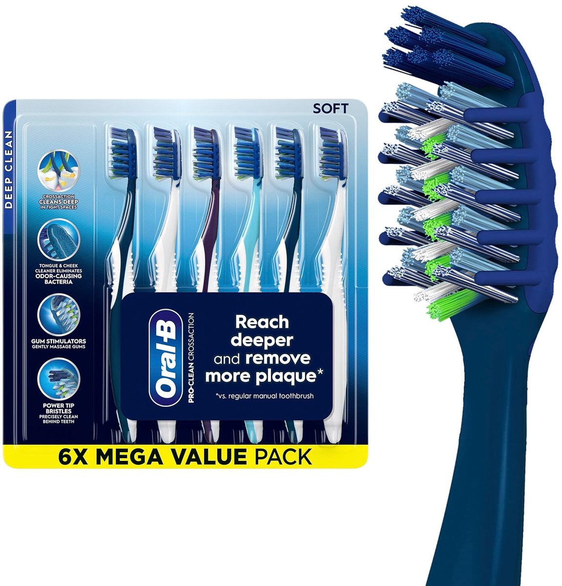 Oral-B CrossAction All In One Soft Toothbrushes – Diepe Plaqueverwijdering – 6 stuks