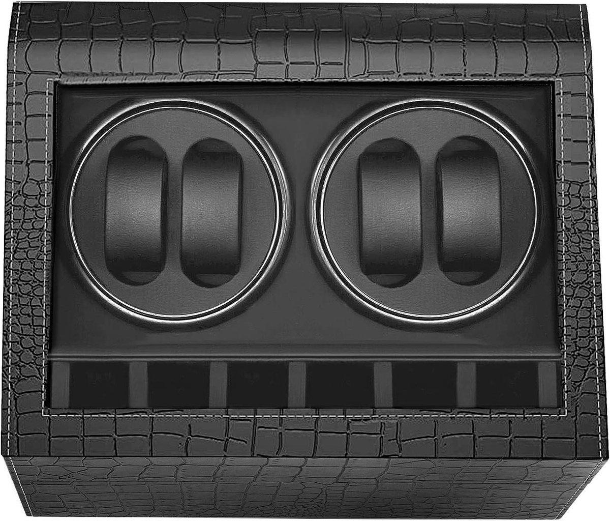 Nordivar - Luxe horloge-winder met 4 + 6 standen voor automatische horloges van PU-leer, zwart, draaibare horlogeopwinder.