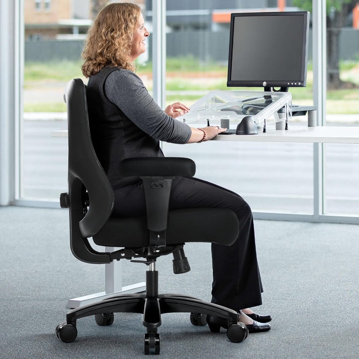 Ergonomische XXL Bureaustoel tot 200 - 70x73x109 cm - Zwart - tot 200 kg – Hoge - Medahomestore