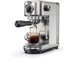 Tresaro Semi‑Automatische Espressomachine – 20 Bar, RVS, Instelbare Temperatuur, Snelle Opwarming, Perfect voor Thuis, Professionele Espressomachines, Compact, Onderhoudsvriendelijk en Rijke Espresso