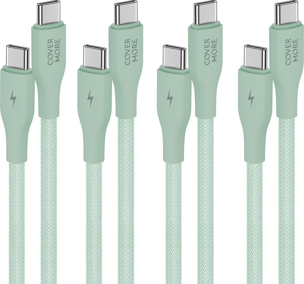 Usb-c naar usb-c kabel - Oplaadkabel - Laadkabel - Oplaadsnoer - 4 stuks - 1m - Groen