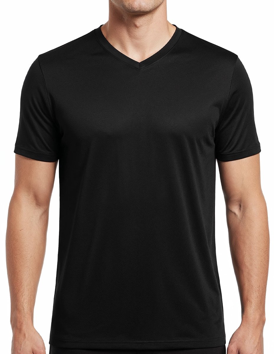 Zijden Heren T-Shirt V-Hals - inSilk Silkbasics - 100% Zijde - Zwart - Maat L