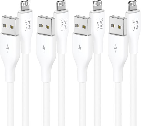 Kabel geschikt voor Apple Lightning - 4 stuks - Geschikt voor usb naar Lightning - Oplaadkabel geschikt voor iPhone, iPad en AirPods -1m - Wit