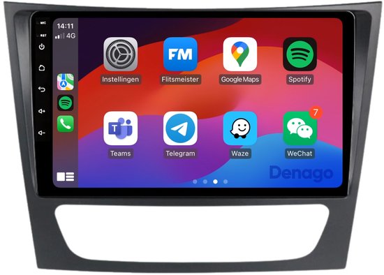 CarPlay autoradio geschikt voor Mercedes E-Klasse W211, CLS W219 & G-Klasse W463 | 2002 t/m 2010 | Android 13 | Draadloos Apple CarPlay & Android Auto | 2GB + 32GB | QuadCore processor | Denago DNG-A188 | 2025 model | Bluetooth & Wifi