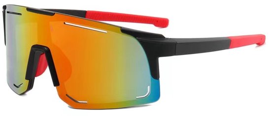 1 paar sportzonnebrillen voor heren, gepolariseerde zonnebrillen voor dames met buitenactiviteiten, voor mountainbikes, racefietsen, fietsen en skiën, UV400, rood.