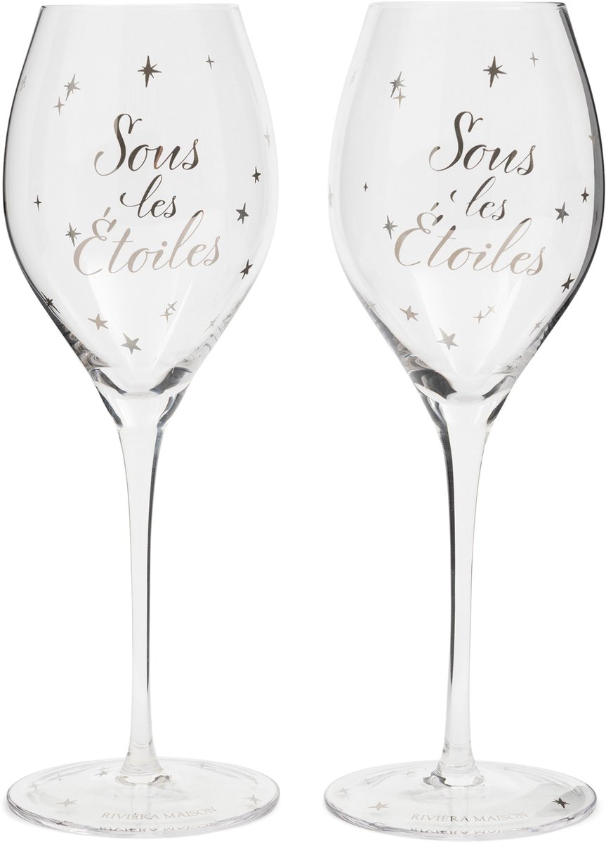 Rivièra Maison - set van 2 glazen - Sous Les Étoiles Bubble Glass Hart Love Champagne