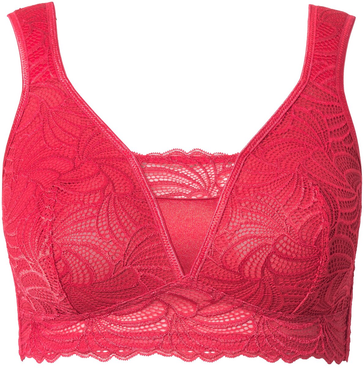 Ulla Popken Dames - Bralette kant zonder beugel - Magenta