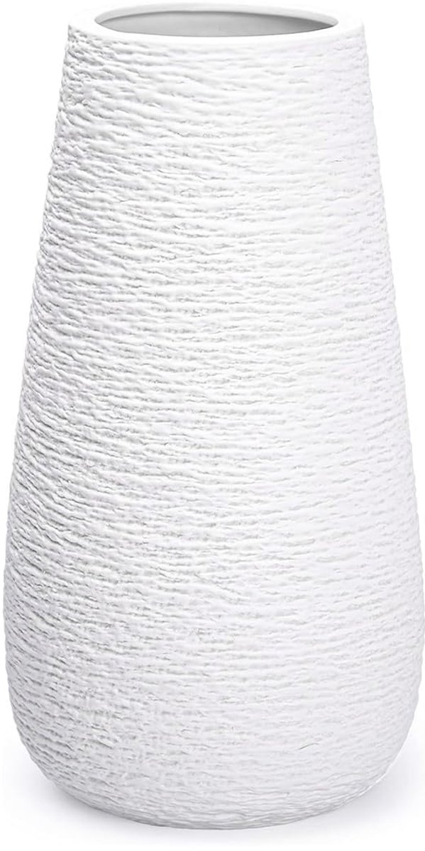 Unyqoos Elegante witte keramische vaas voor bloemen en decoratie in huis en kantoor