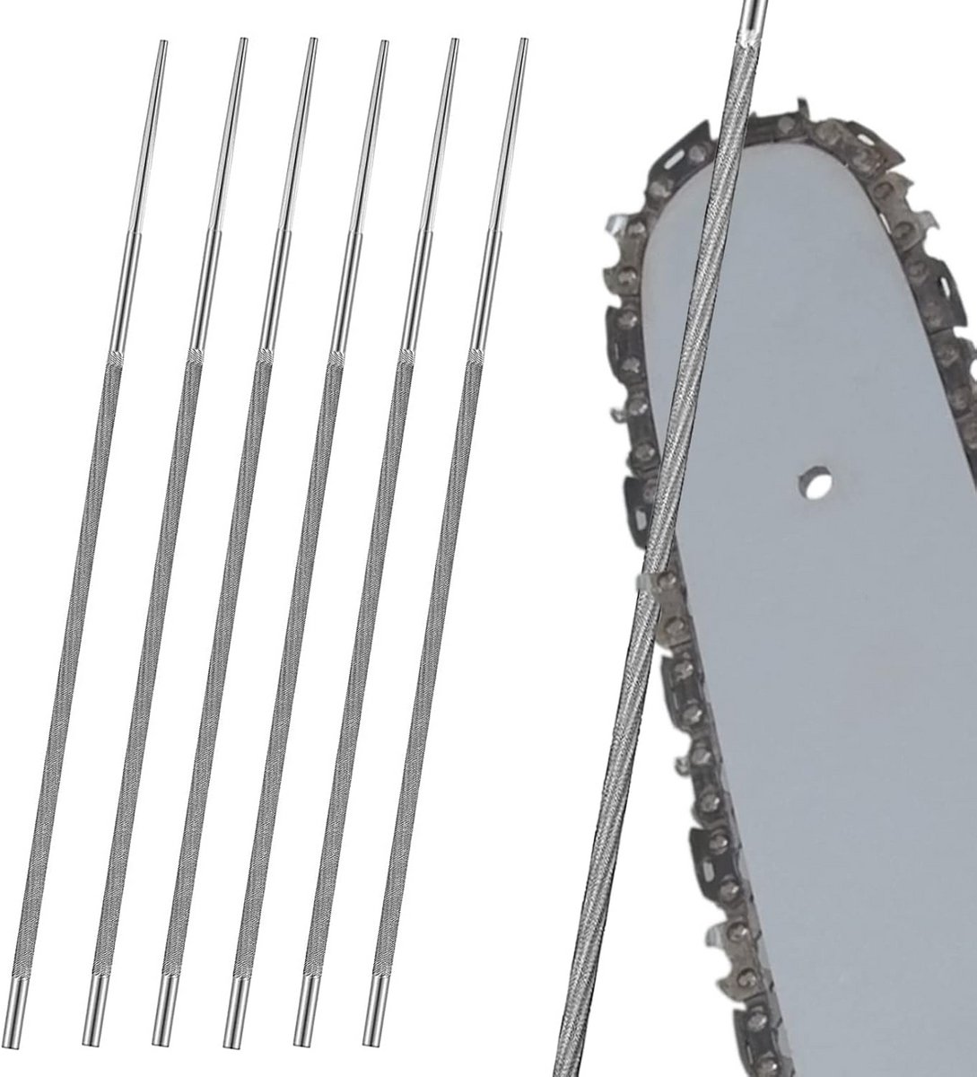 6x Ronde Vijlen Set 4.8mm - Universele Zaagketting Vijl voor Kettingzagen en Grasmaaiers