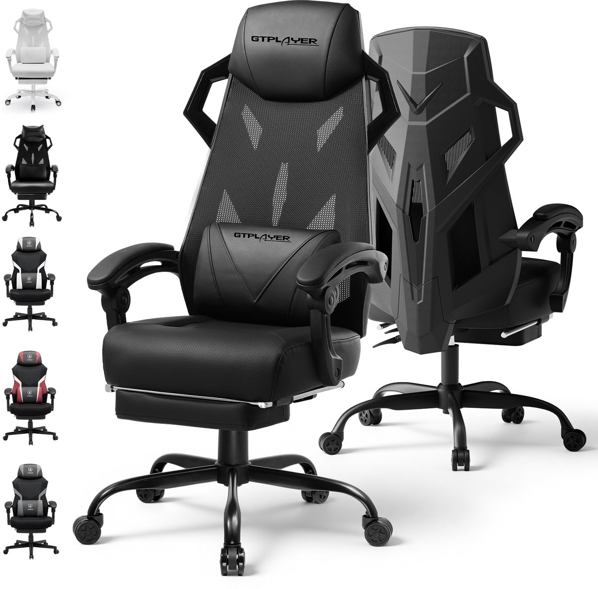 GTPLAYER Ergonomische Gamingstoel met Lendensteun - Zwart