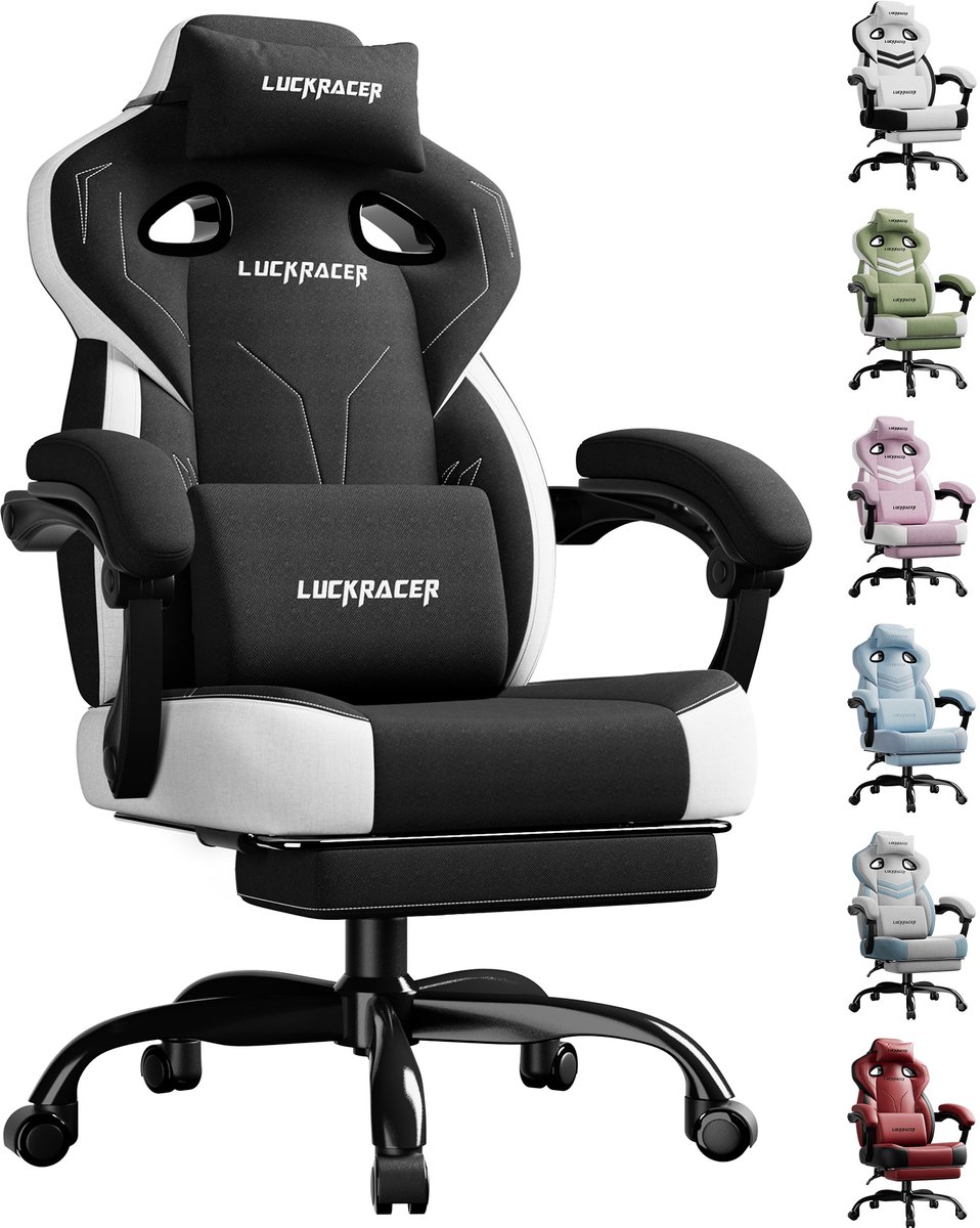 LUCKRACER - Gaming Stoel Bureaustoel - Met Memory Foam en Kantelhoek - Zwart