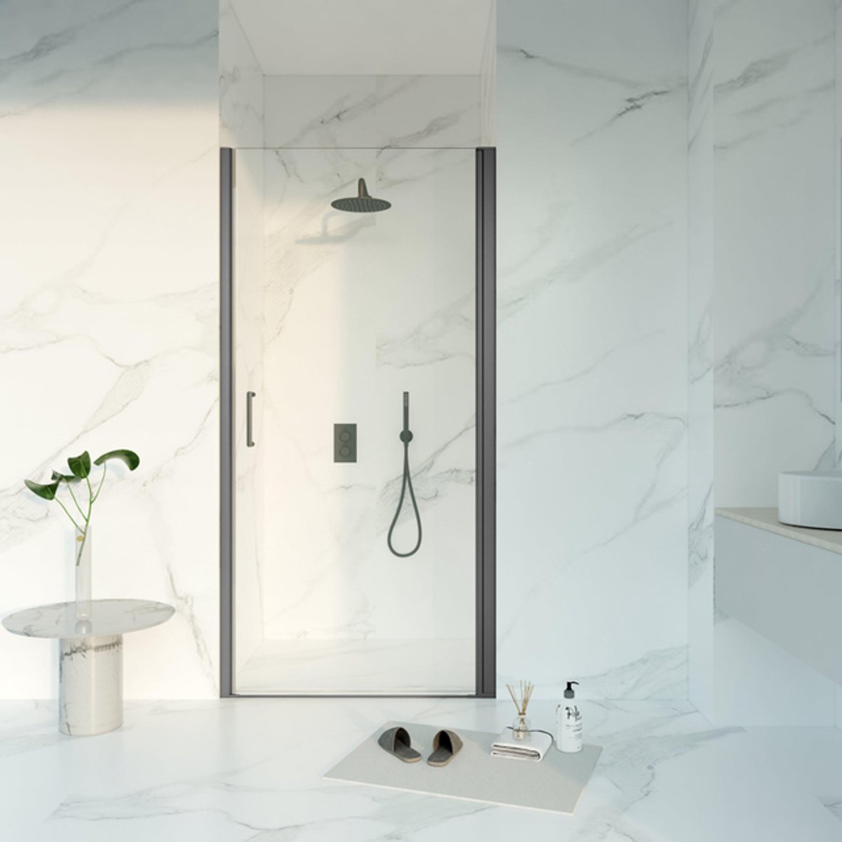 FugaFlow Eccelente Vetro Douchedeur - 60x200 - Profiel veiligheidsglas - anti kalk - Geborsteld Gunmetal PVD