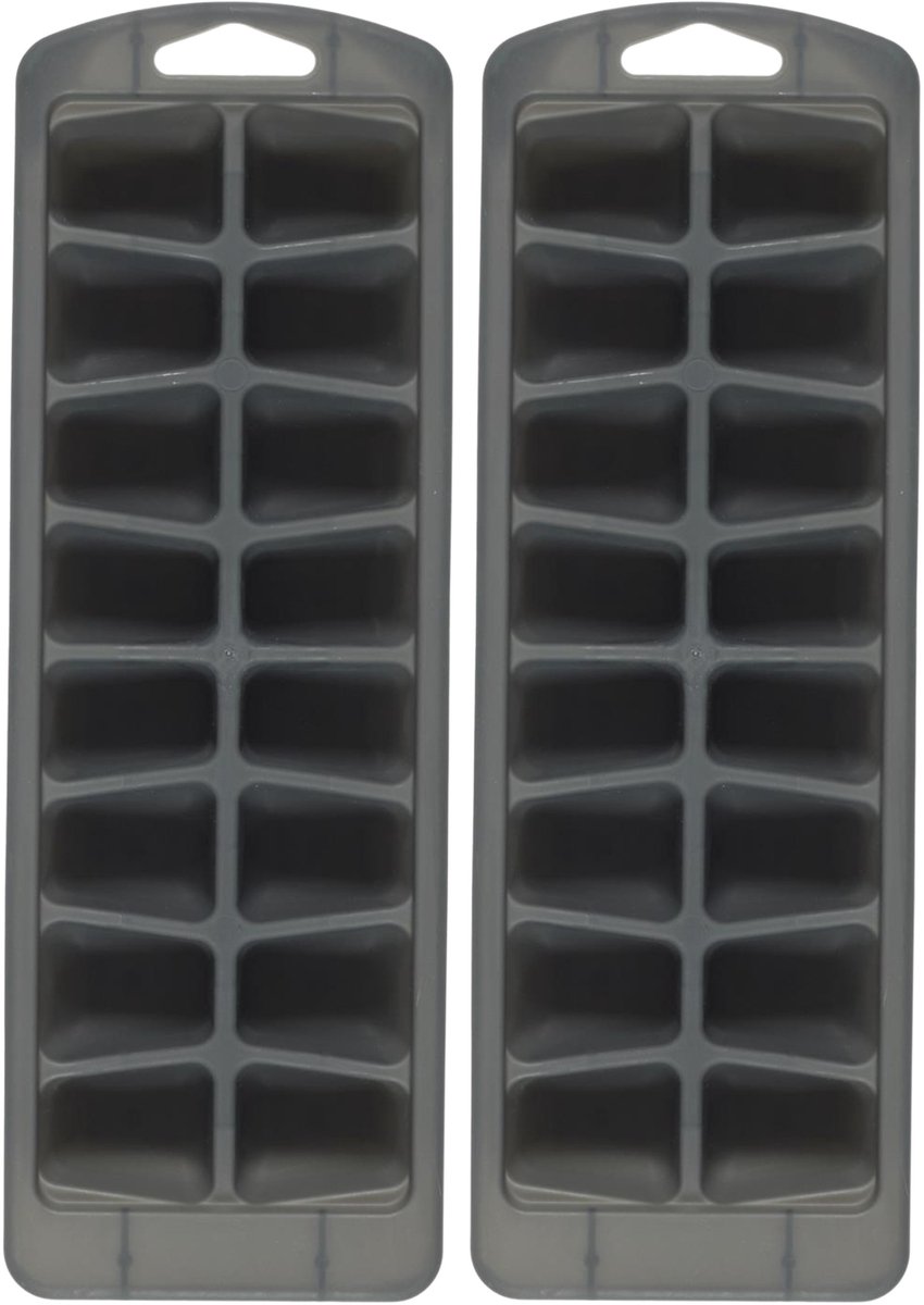 Cook concept IJsklontjes mal - 2x stuks - kunststof - zwart - 16 klontjes