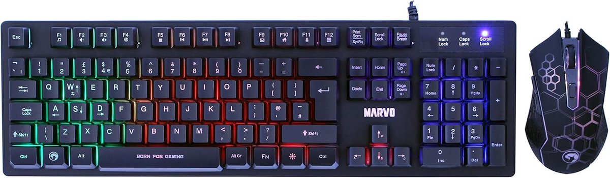 Gaming Toetsenbord en Muis Set met Regenboog LED Verlichting en Anti-Ghosting