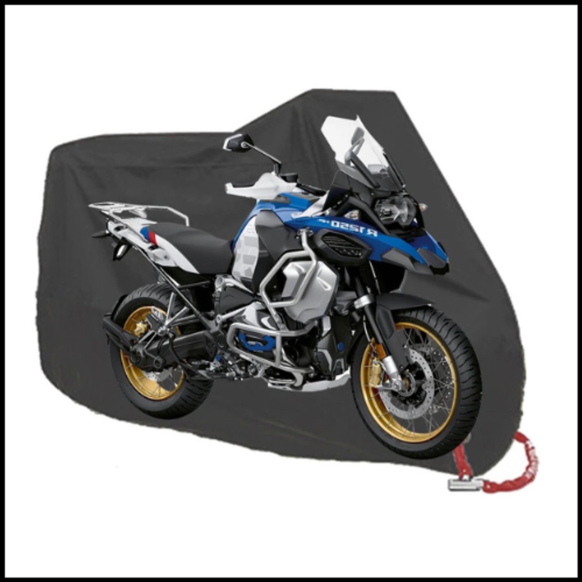 Motorhoes voor BMW R1250GS / R1200GS – Waterdichte Full Cover – 190T Polyester Taffeta – UV-beschermend & Stofdicht – Zwart – Geschikt voor motoren zonder koffers