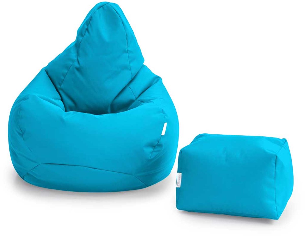 De Groen Home Gaming Zitzak Stoel met Voetenbankje Binnenshuis Buitenshuis Waterbestendig Zitzak met Ergonomisch Ontwerp Aqua - zitzak met voetenbankje