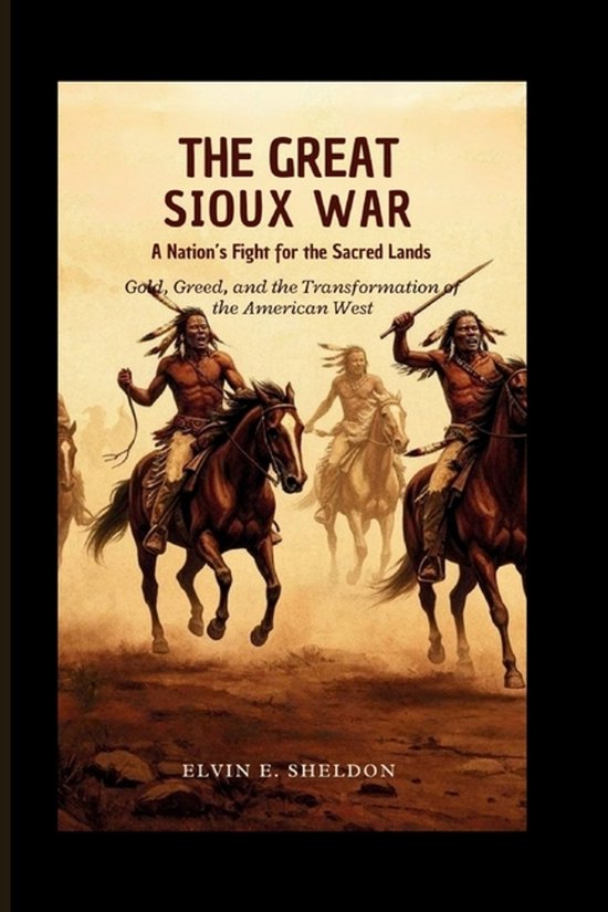 Couverture du livre : 'THE GREAT SIOUX WAR' avec trois guerriers indiens à cheval brandissant des armes dans un paysage désertique.