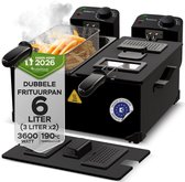 Turbotronic DF-2 Duo - Dubbele frituurpan - 2x 3 Liter - Koude zone - Zwart