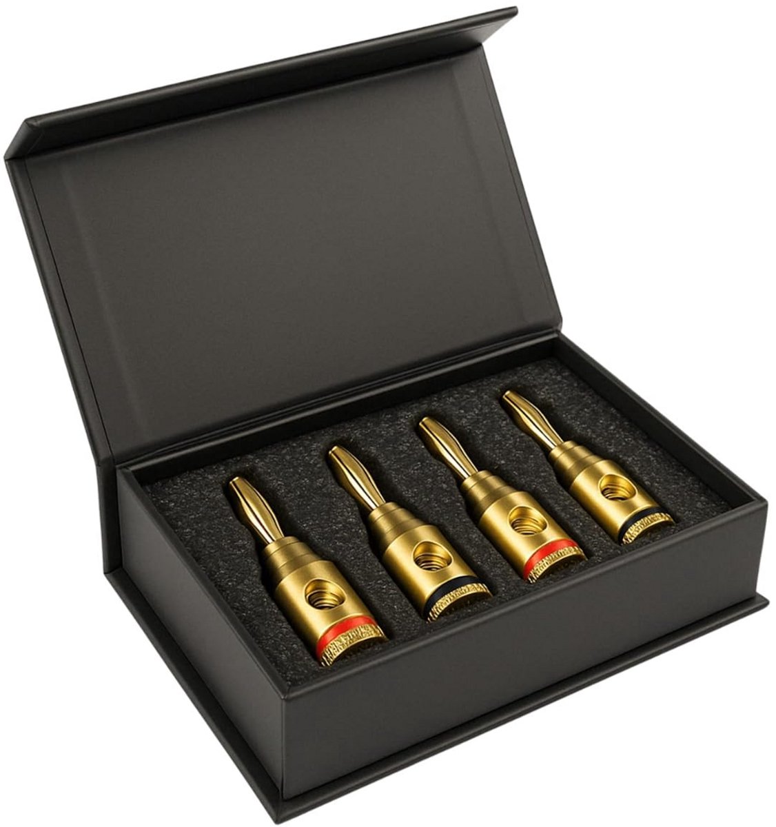 4x 4mm Banaanstekkers voor Speaker Kabel - Verguld - Voor Versterkers en Hifi Systemen