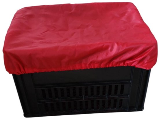 Rieba® Hoes Fietskrat - Crate Cover - Krathoes Fietsmand - Afdekhoes -Waterafstotend - Polyester - Elastisch - Eenvoudige Montage - 45cm x 35cm - Rood van Rieba — afbeelding 2
