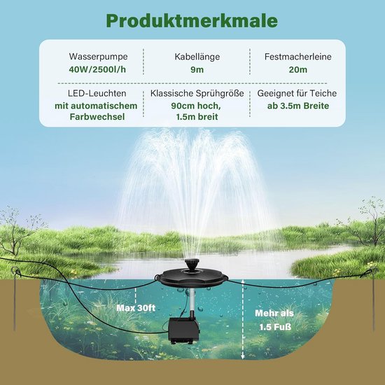 Eletorot Vijverfontein op zonne-energie, voor buiten, met 4 drijvende sproeiers, voor badkamer Eletorot Vijverfontein op zonne-energie, voor buiten, met 4 drijvende sproeiers, voor badkamer