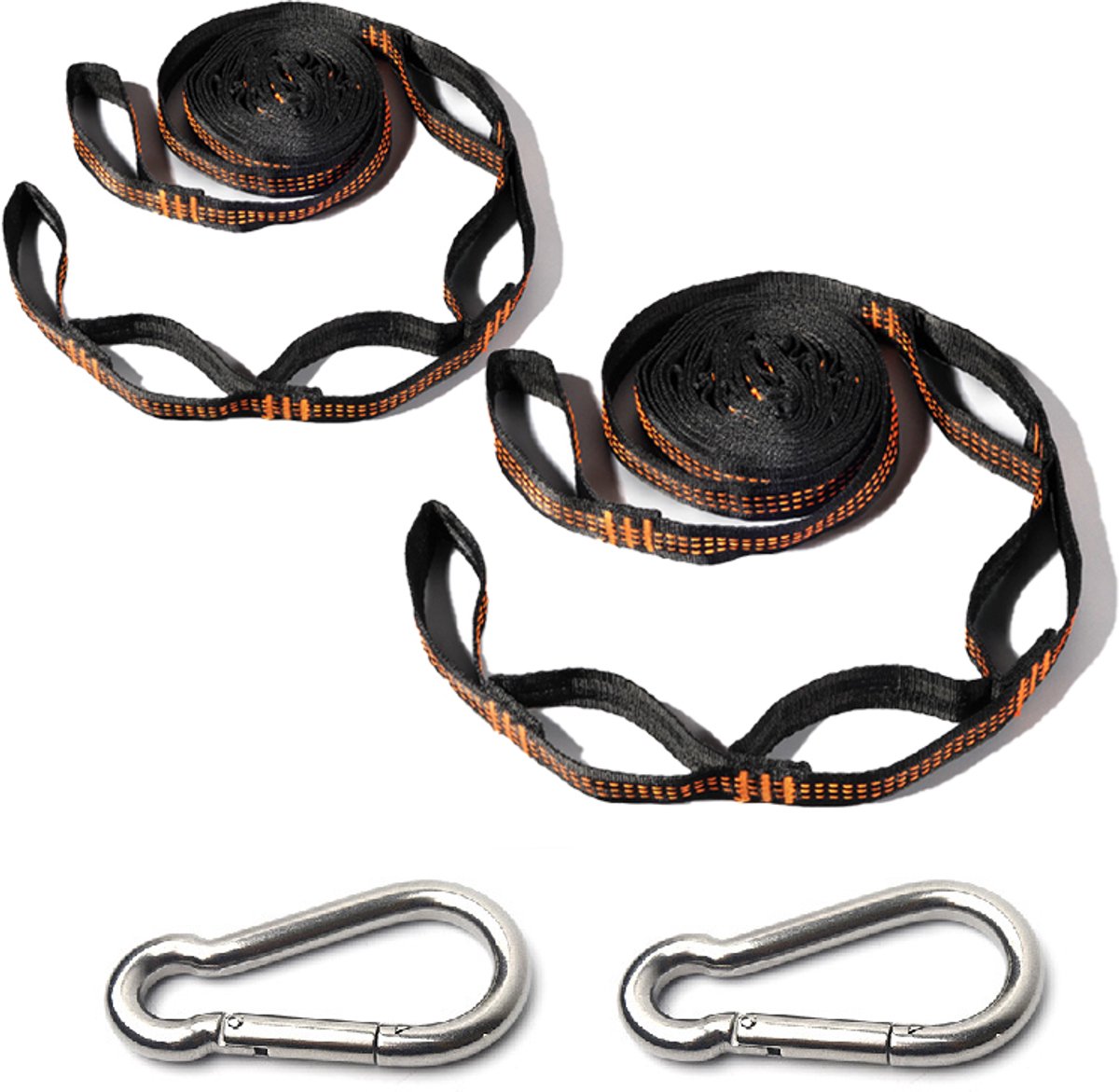 Hangmat bevestiging - 2 pak 2m touw voor hangmat, 2 zware karabijnhaken, hangmat ophanging, hangmat boom bevestiging
