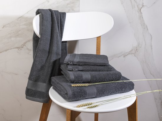 DoubleDry Handdoeken 50 x 100 - set van 12 - Hotel kwaliteit 500 g/m2 - 12x Anthracite