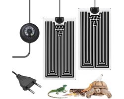 2 Stuks Reptielen Verwarmingsmatten voor Terrarium met Thermostaat - 7W Lage Energie