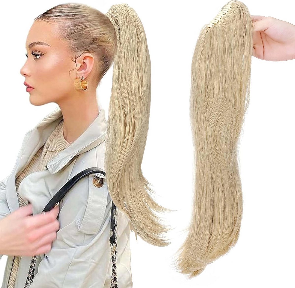 Lange Krullende Clip-In Paardenstaart Verlenging Synthetisch Haar 55 cm