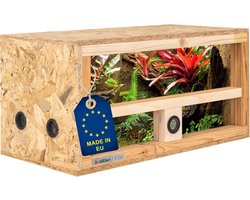 Houten Terrarium 60x30x30 cm met Zijventilatie en Hygrometer - OSB-3 voor Reptielen en Amfibieën