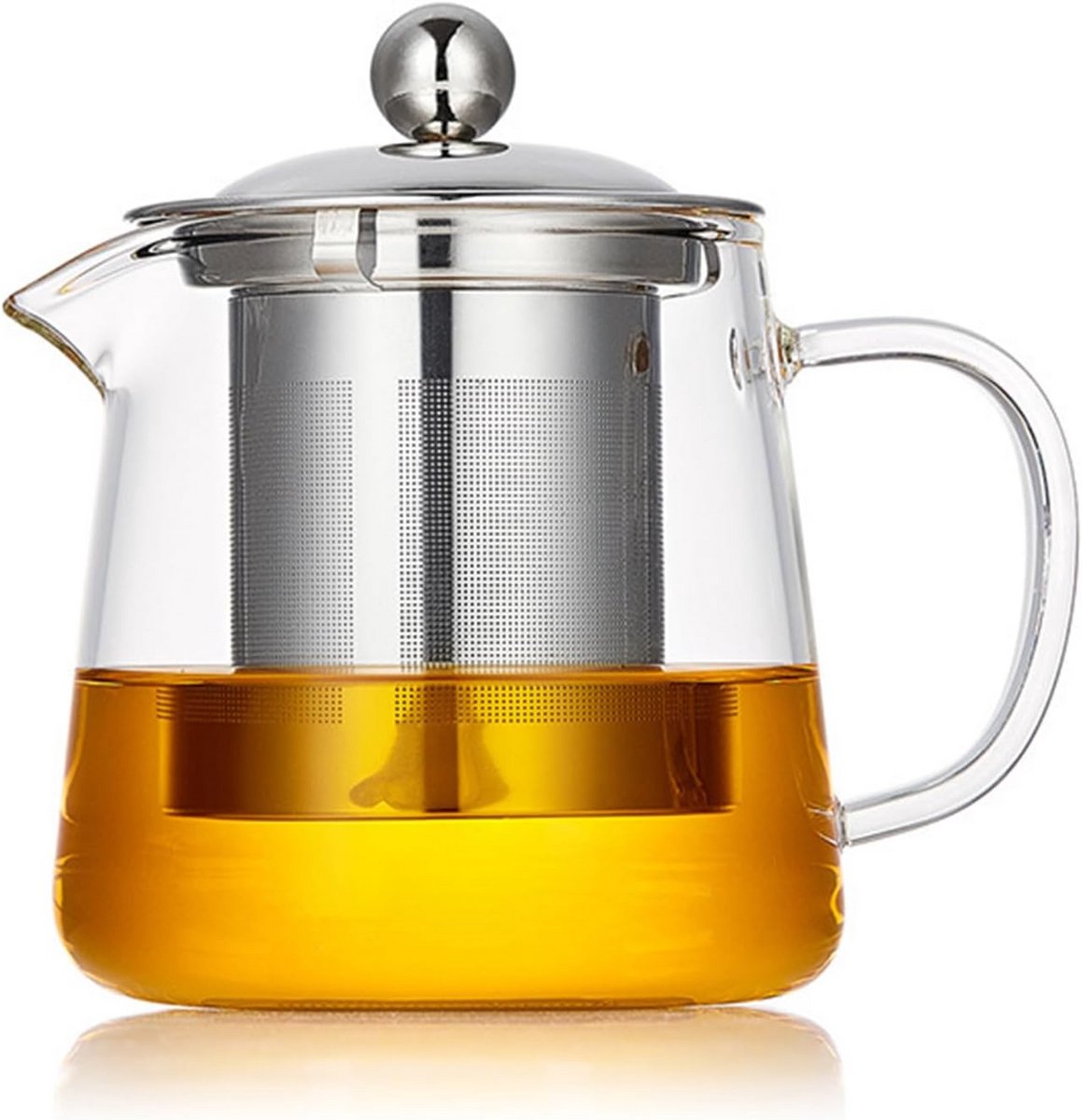 Glazen Theepot met RVS Zeef voor Losse Thee en Bloeiende Thee (550ml)