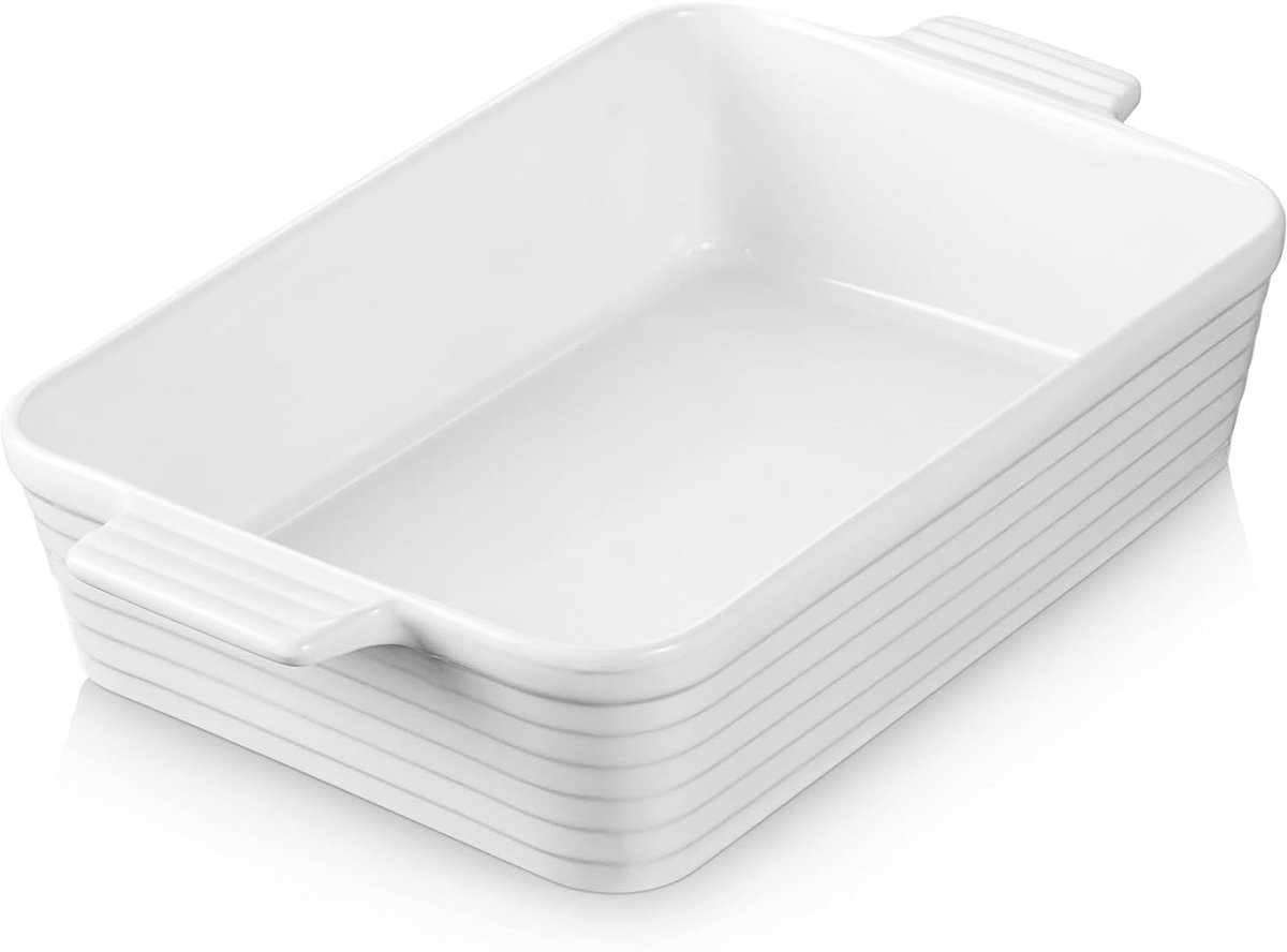 Grote Rechthoekige Keramische Ovenschaal met Handvatten - Ideaal voor Lasagne en Stoofschotels
