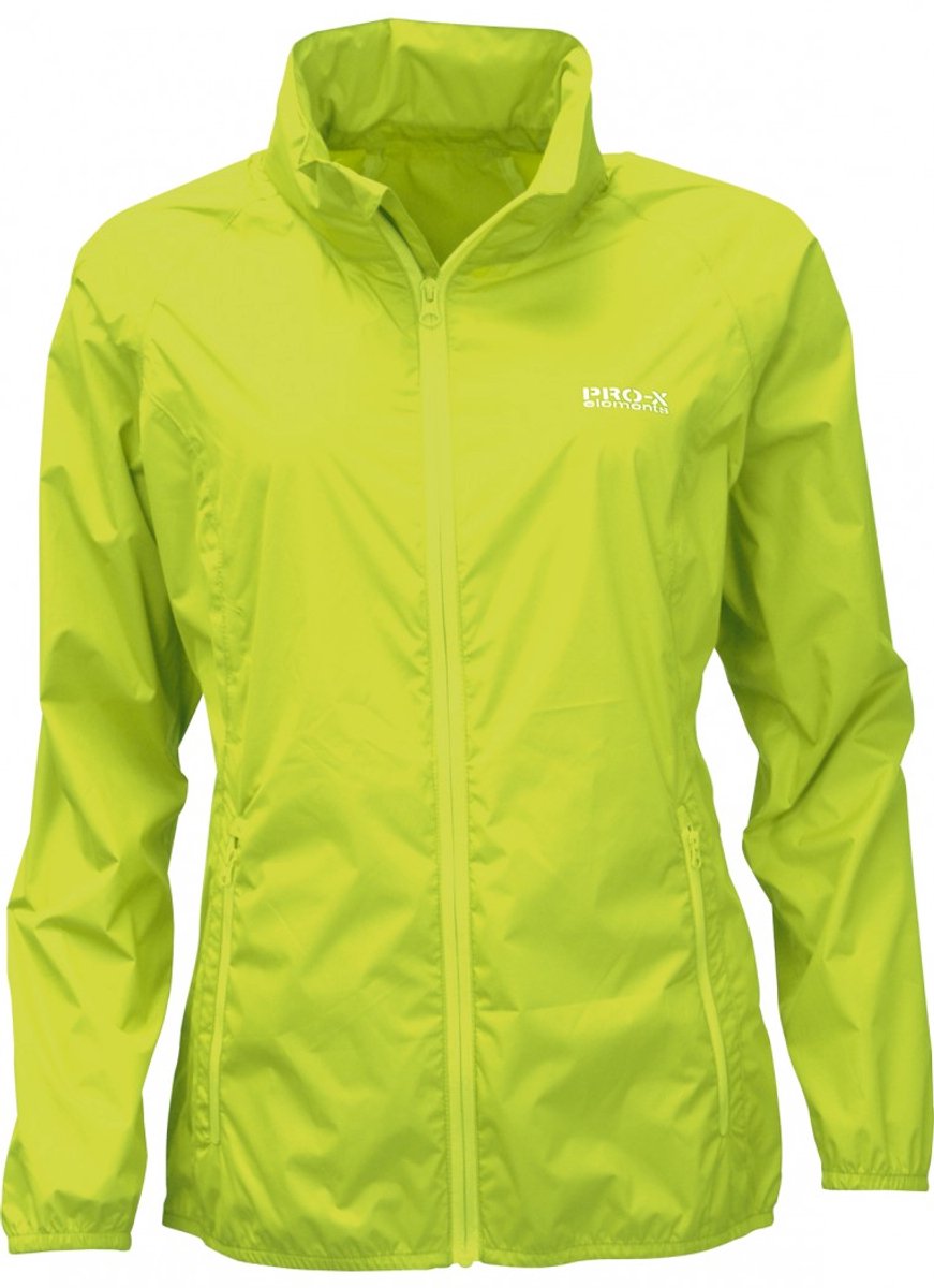 Neon gele lichtgewicht dames regenjas Packable van Pro-X Elements Geel
