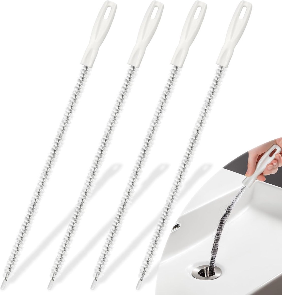 Stunq® Flexibele Set van 4 Afvoerreinigingsborstels voor Keuken en Badkamer