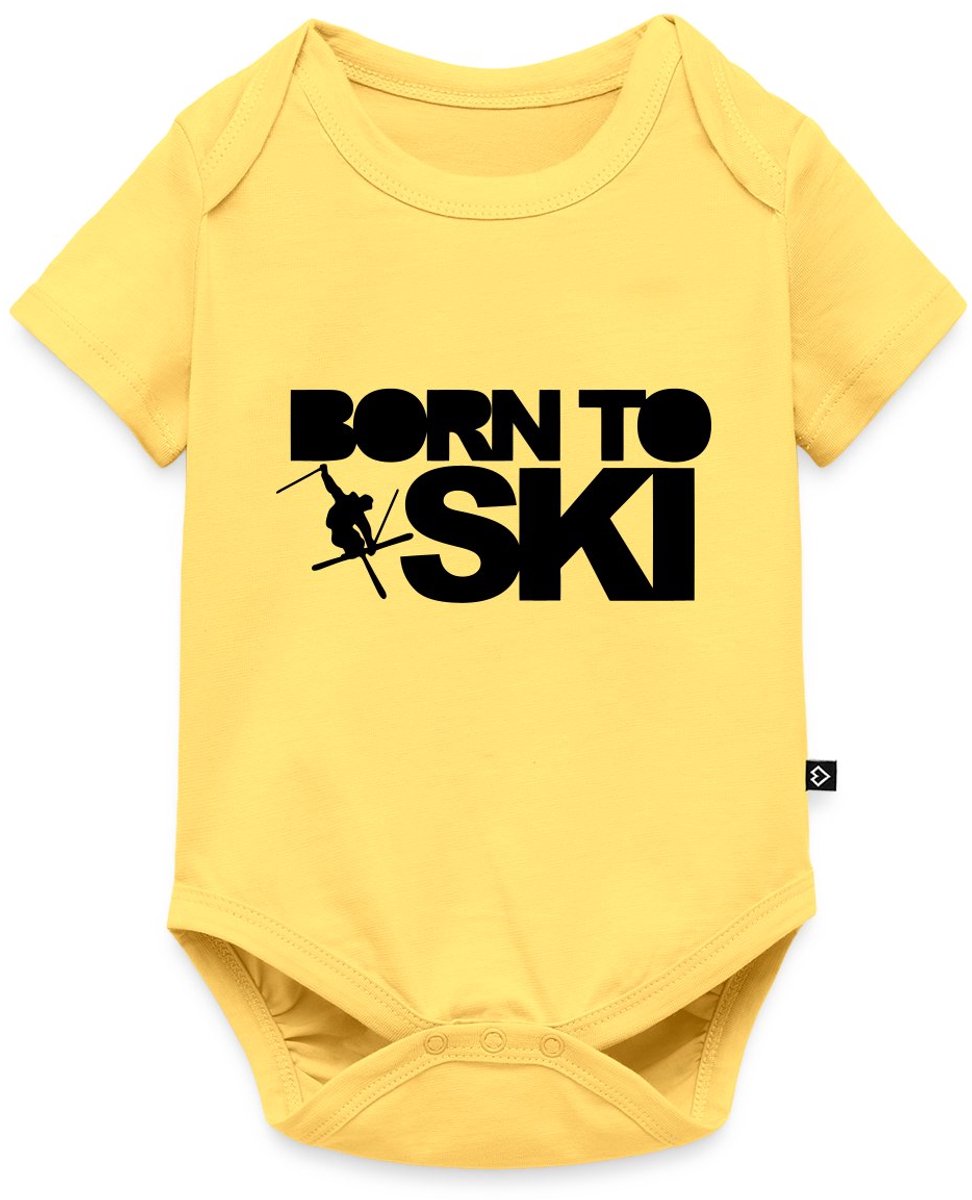 Born To Ski Wintersport Baby Rompertje Met Korte Mouwen