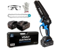 Mini Kettingzaag - Accu Snoeizaag - Elektrische Takkenzaag & Boomzaag - Automatische Kettingsmering - Incl. Opbergkoffer & 2 Accu's