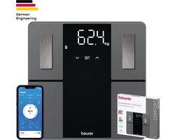 Beurer BF 500 Weegschaal met App - Personenweegschaal Digitaal - Met Lichaamsanalyse (o.a. Spiermassa & BMI) - Tot 8 Gebruikers - "Health Manager" meet ook o.a. Calorieverbruik - 5 Jaar Garantie