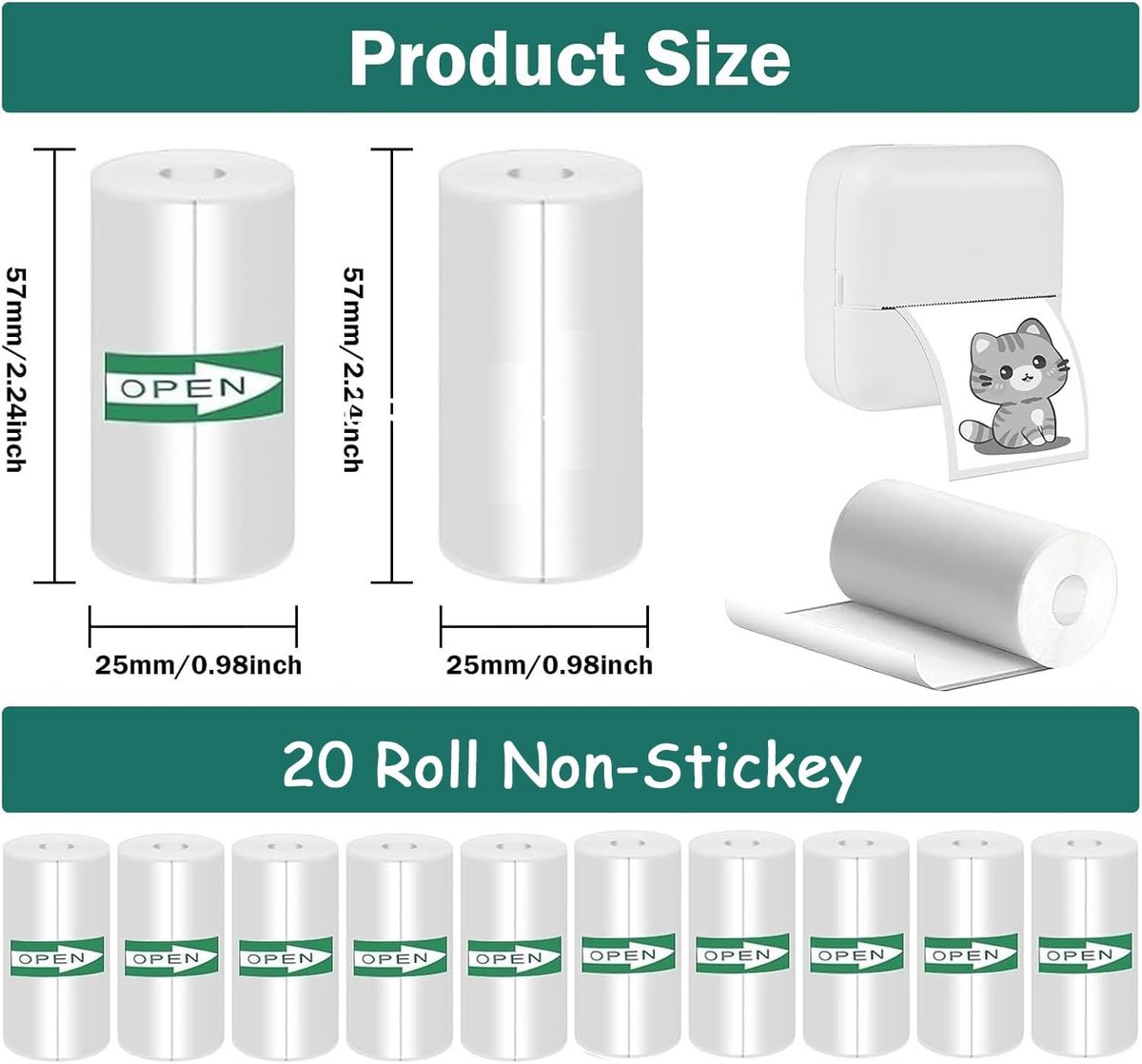 20 Rollen Mini Thermische Printerpapier voor Labelprinters
