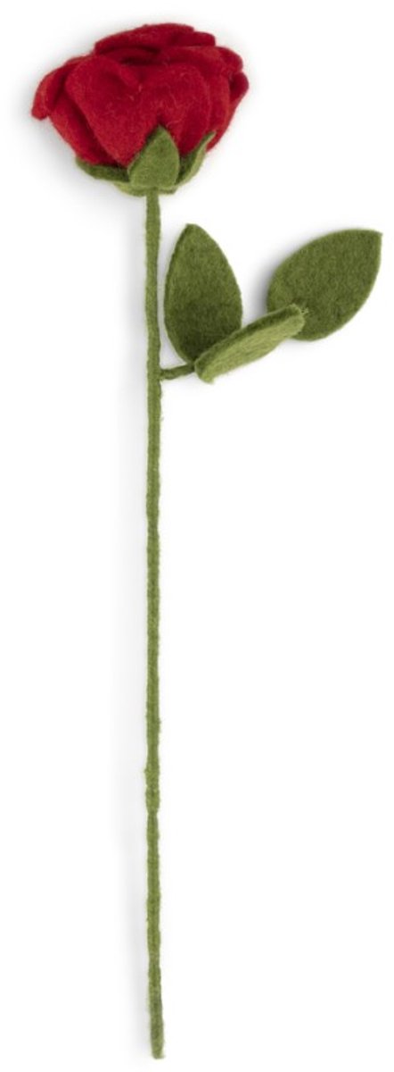 Sjaal met Verhaal Fairtrade Vilt - Bloem Roos Rood - 40cm - Homedeco Roos-Rood