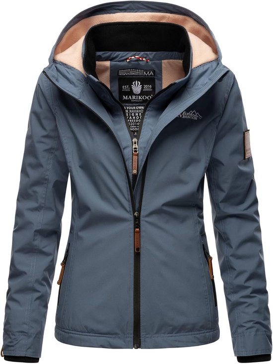 MARIKOO Designer B659 Tussenjas voor dames, licht gevoerd, capuchon, kort, bruin (cinnamon), XS