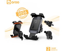 Doroo® 2-in-1 Telefoonhouder Fiets- Fietshouders - Auto Telefoonhouder – GSM Houder Fiets - Universele Smartphone Telefoonhouder voor Motor, Scooter en Kinderwagen – Met Safety Lock, 360° Draaibaar en Anti-Schok – Geschikt voor E-bike en Fatbike