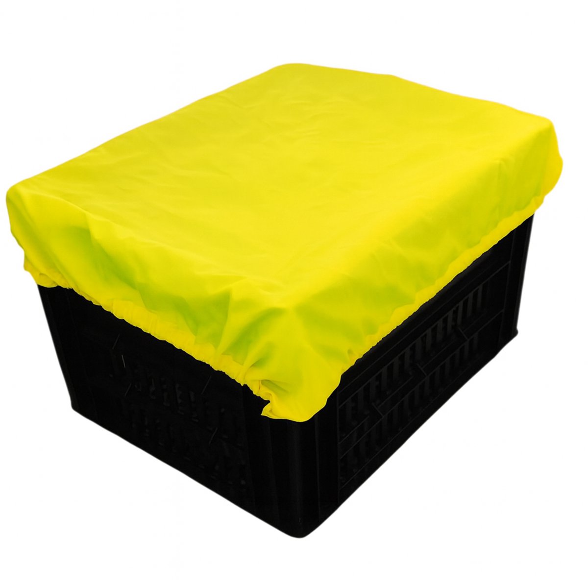 Rieba® Hoes Fietskrat - Crate Cover - Krathoes Fietsmand - Afdekhoes -Waterafstotend - Polyester - Elastisch - Eenvoudige Montage - 45cm x 35cm - Geel