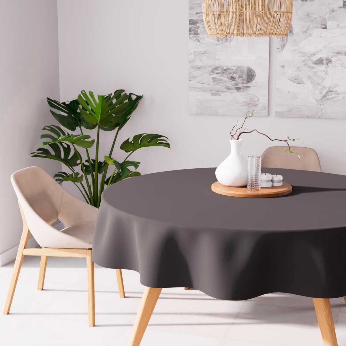 Stunq® Tafelkleed, vuilafstotend, rond, 180 cm, antraciet, polyester, diameter