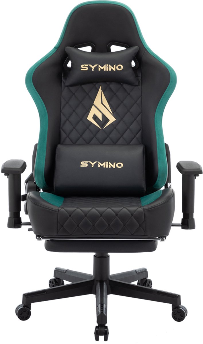 Symino Ergonomische Gamestoel met Voetsteun - Retro Zwart - afbeelding 3