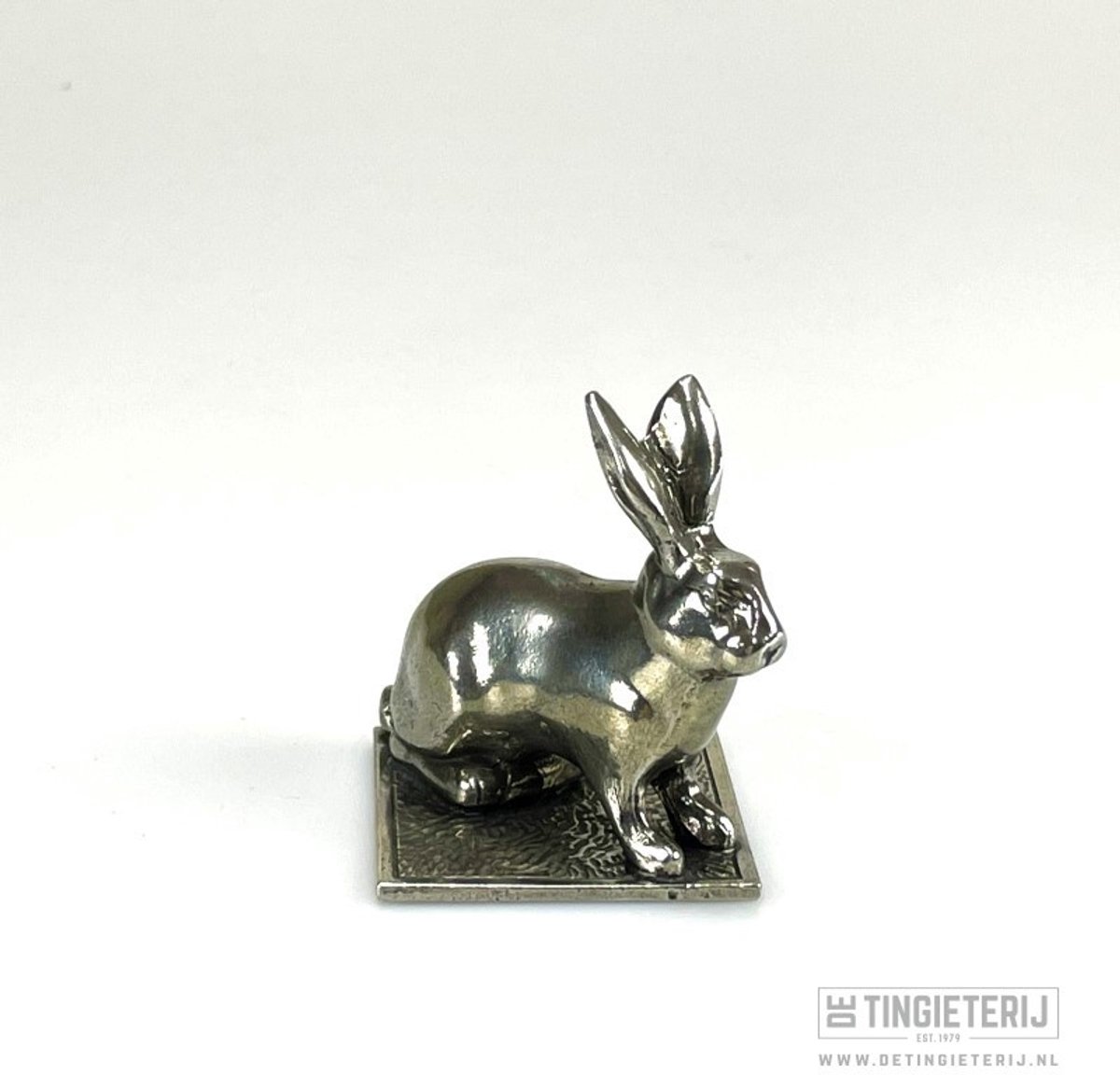 De tingieterij Konijn - Unieke dierenminiaturen - beeldje konijn - jachttrofee - Uniek en handgemaakt Zilver