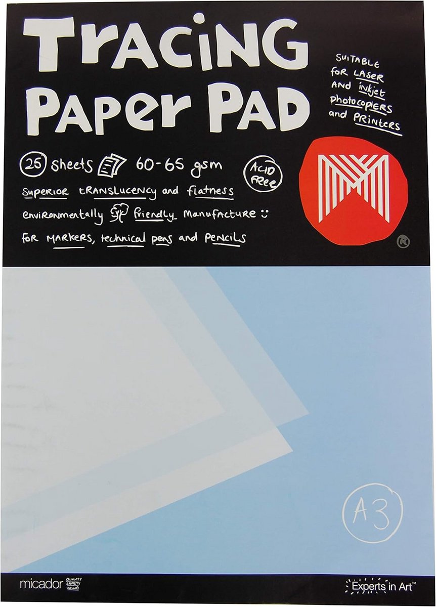 A3 Calqueerpapier Blok 25 Vellen - Hoge Kwaliteit Doorspirant Papier